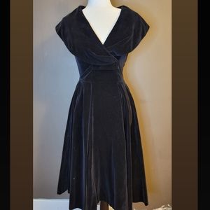 Vintage Cotton Velvet Black Dress Size S